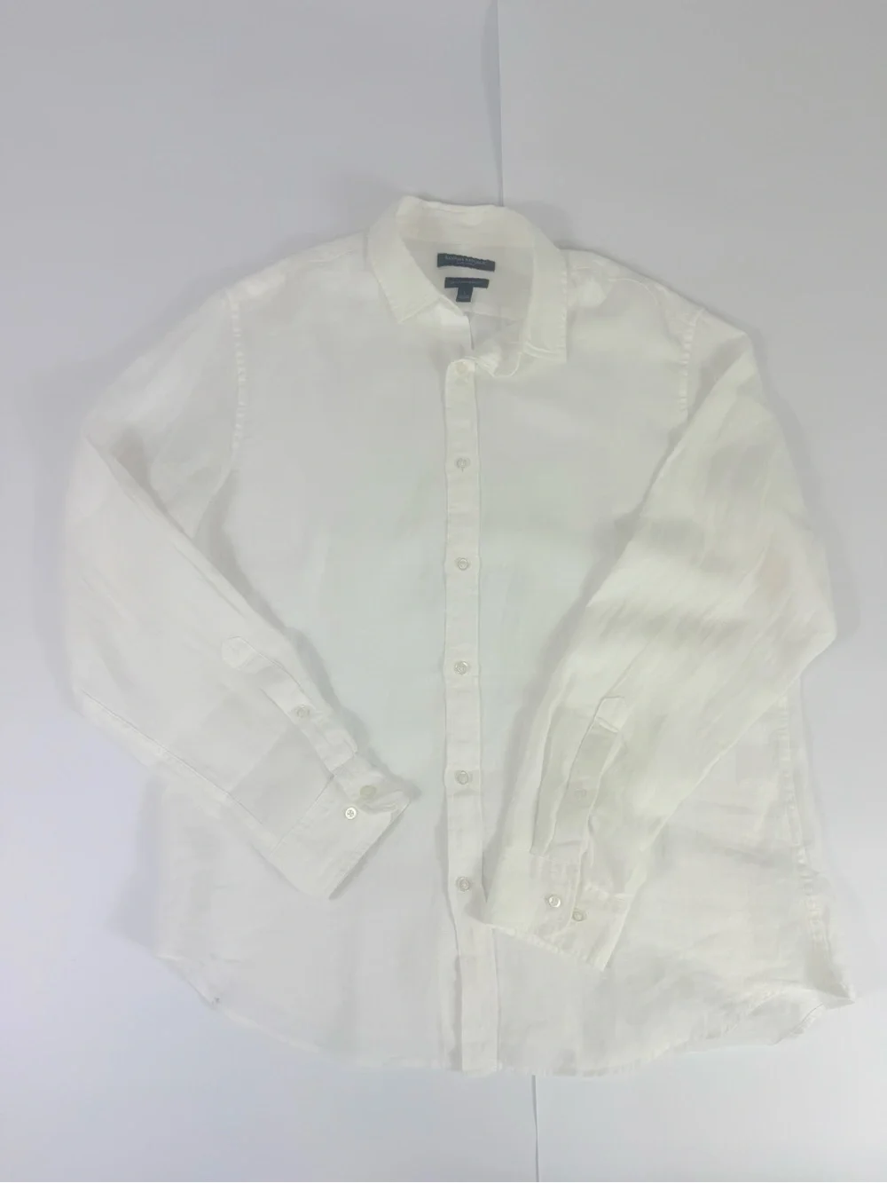 Banana Republic Men’s White Linen Button-Down Shirt Camden Standard Fit L